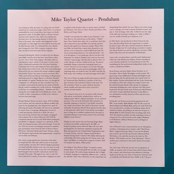 Mike Taylor Quartet ~ Pendulum (Vinyl) - Djungel & Jazz