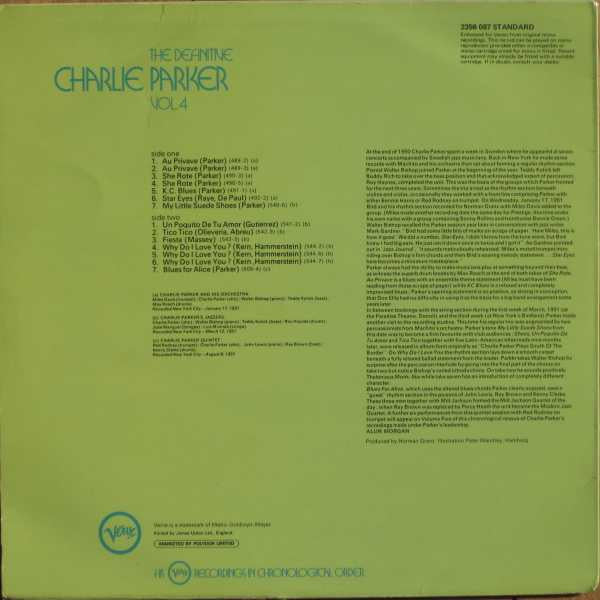 Charlie Parker ~ The Definitive Charlie Parker Vol. 4 (Vinyl) - Djungel & Jazz