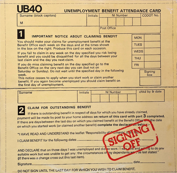 UB40 ~ Signing Off (Vinyl) - Djungel & Jazz