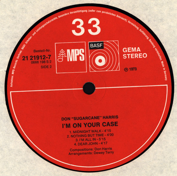 Don "Sugarcane" Harris : I'm On Your Case (LP, Album)