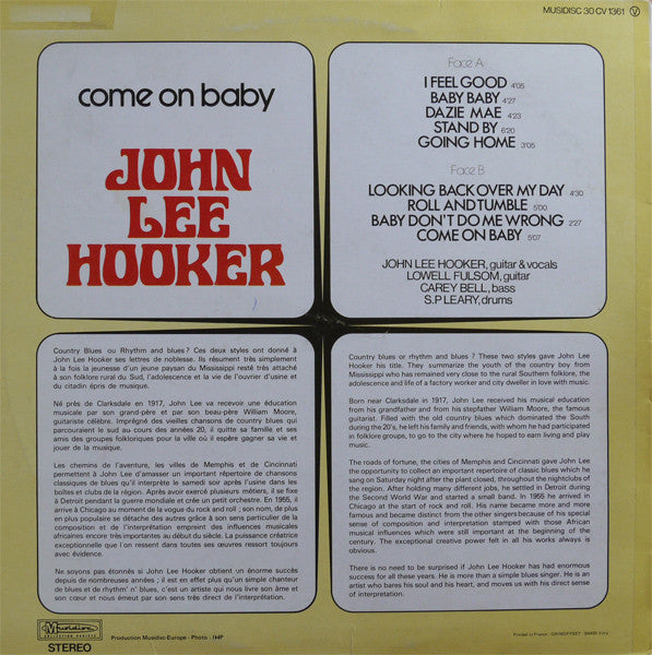 John Lee Hooker ~ Come On Baby (Vinyl) - Djungel & Jazz