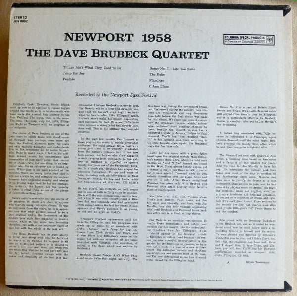 The Dave Brubeck Quartet : Newport 1958 (LP, Album, RE)