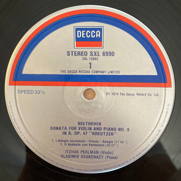 Ludwig van Beethoven - Itzhak Perlman, Vladimir Ashkenazy ~ Violin Sonatas Kreutzer • Spring = Kreutzersonate • Frühlingssonate (Vinyl) - Djungel & Jazz