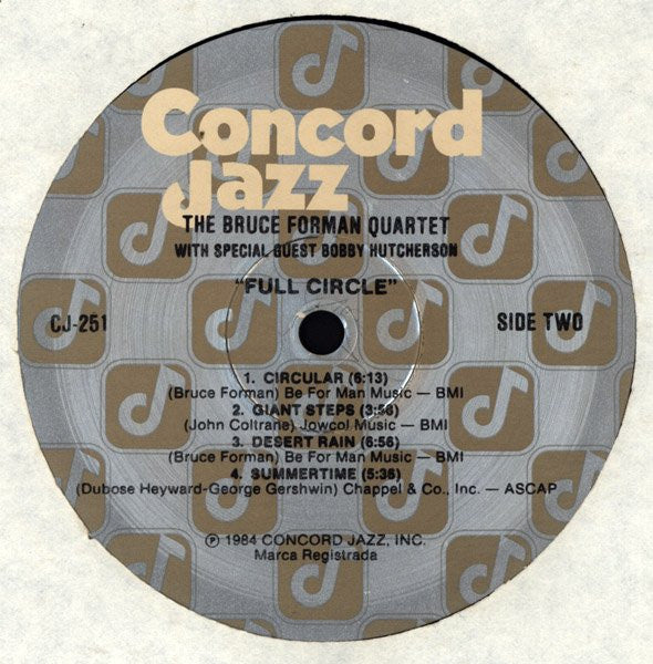 The Bruce Forman Quartet With Special Guest Bobby Hutcherson ~ Full Circle (Vinyl) - Djungel & Jazz