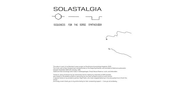 Martin Seipel ~ Solastalgia - Sequences For The Serge Synthesizer (Vinyl) - Djungel & Jazz