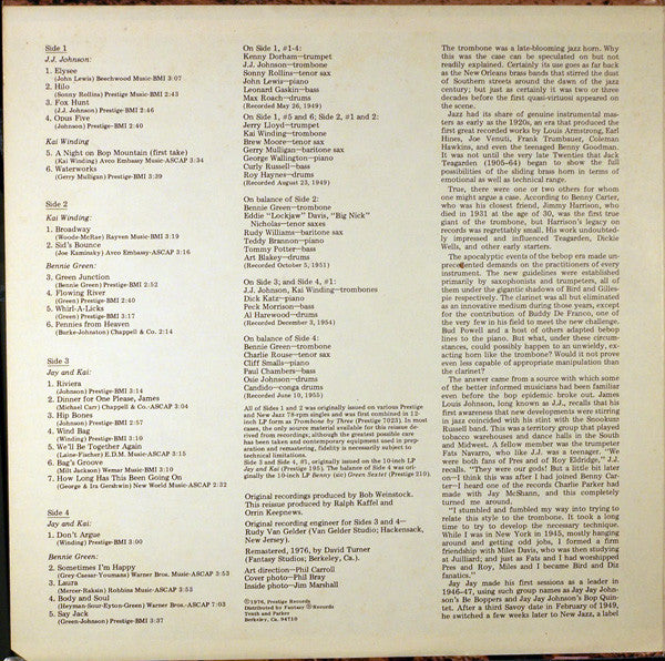 J.J. Johnson - Kai Winding - Bennie Green With Sonny Rollins, John Lewis , Gerry Mulligan, Art Blakey ~ Early Bones (Vinyl) - Djungel & Jazz