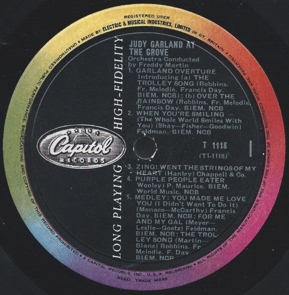 Judy Garland With Freddy Martin And His Orchestra ~ At The Grove (Vinyl) - Djungel & Jazz