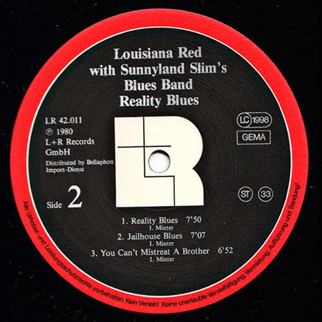 Louisiana Red With Sunnyland Slim Blues Band & Carey Bell ~ Reality Blues (Vinyl) - Djungel & Jazz