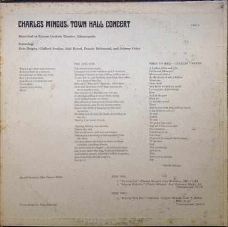 Charles Mingus Featuring Eric Dolphy ~ Town Hall Concert (Vinyl) - Djungel & Jazz