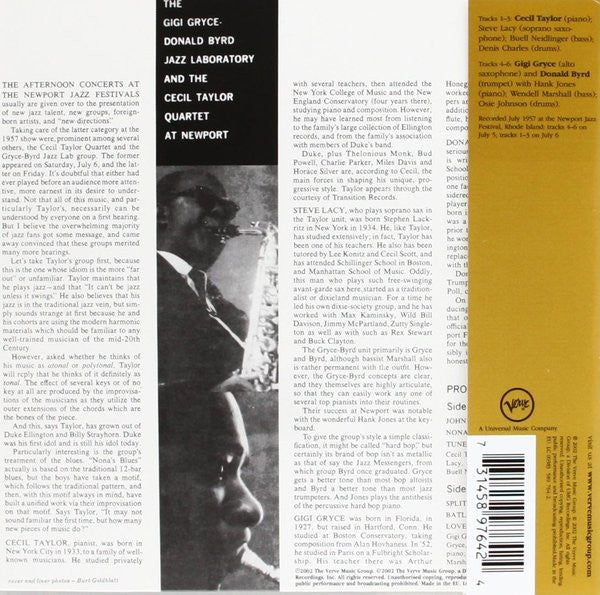 The Gigi Gryce - Donald Byrd Jazz Laboratory & The Cecil Taylor Quartet ~ At Newport (Vinyl) - Djungel & Jazz