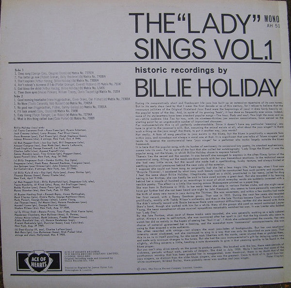 Billie Holiday ~ The Lady Sings - Vol. 1 (Vinyl) - Djungel & Jazz