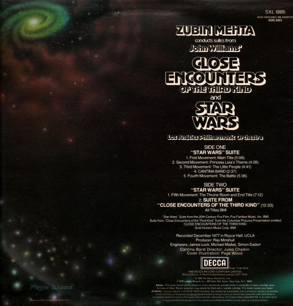 Zubin Mehta Conducts Los Angeles Philharmonic Orchestra : Suites From Star Wars And Close Encounters Of The Third Kind (LP)