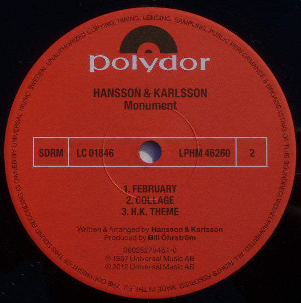 Hansson & Karlsson ~ Monument (Vinyl) - Djungel & Jazz