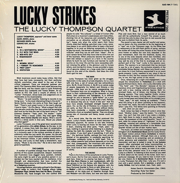 The Lucky Thompson Quartet ~ Lucky Strikes (Vinyl) - Djungel & Jazz