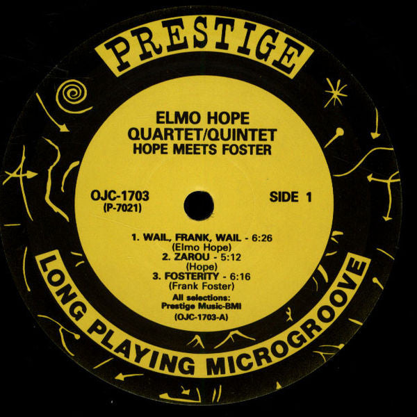 Elmo Hope Quartet And Elmo Hope Quintet Featuring Frank Foster ~ Hope Meets Foster (Vinyl) - Djungel & Jazz