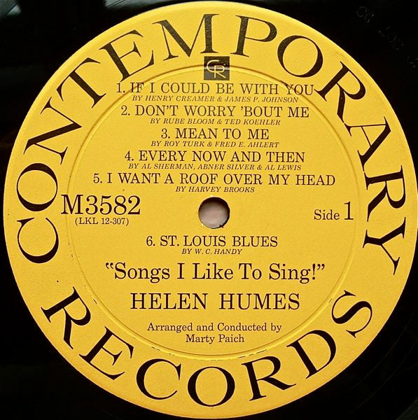 Helen Humes : Songs I Like To Sing! (LP, Mono)