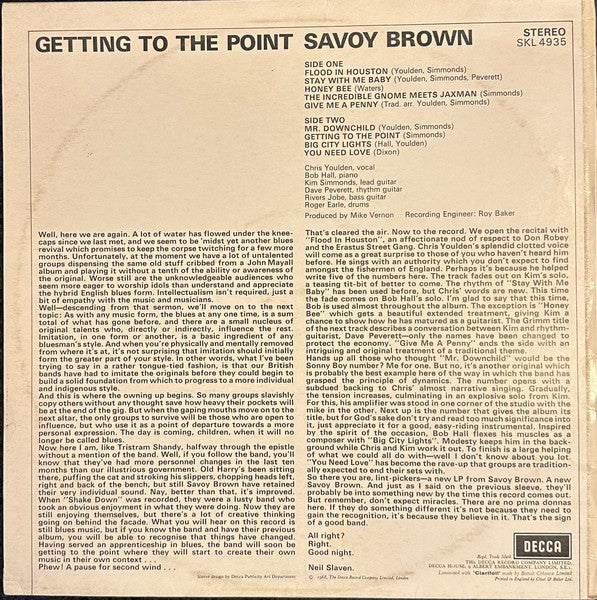 Savoy Brown ~ Getting To The Point (Vinyl) - Djungel & Jazz