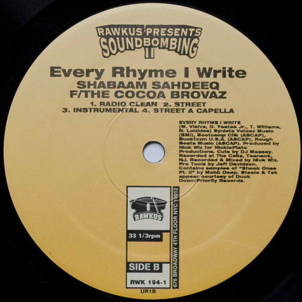 Reflection Eternal / Shabaam Sahdeeq F/ The Cocoa Brovaz ~ On Mission / Every Rhyme I Write (Vinyl) - Djungel & Jazz