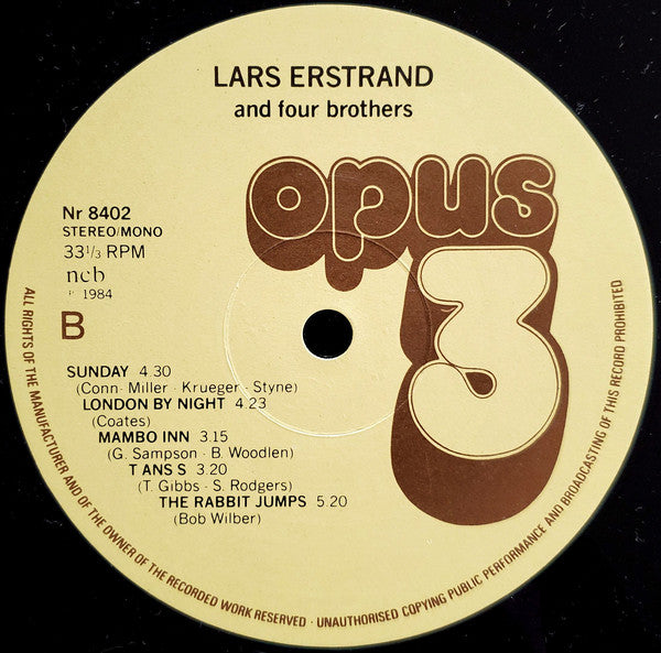 Lars Erstrand ~ Lars Erstrand And Four Brothers (Vinyl) - Djungel & Jazz