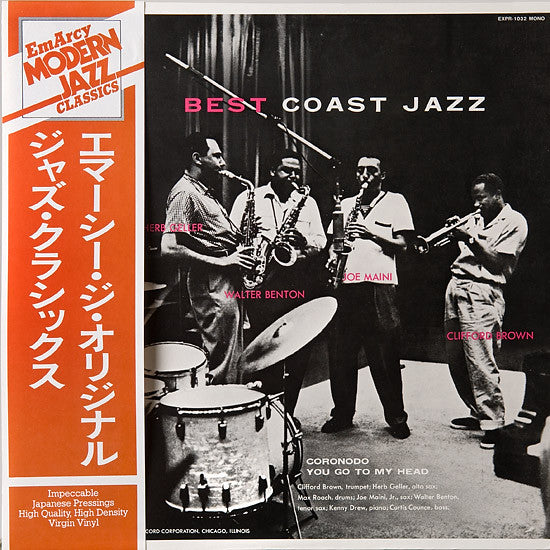 Max Roach, Herb Geller, Walter Benton, Joe Maini, Clifford Brown : Best Coast Jazz (LP, Album, Mono, RE)