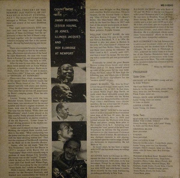Count Basie : Count Basie At Newport (LP, Album, Mono)