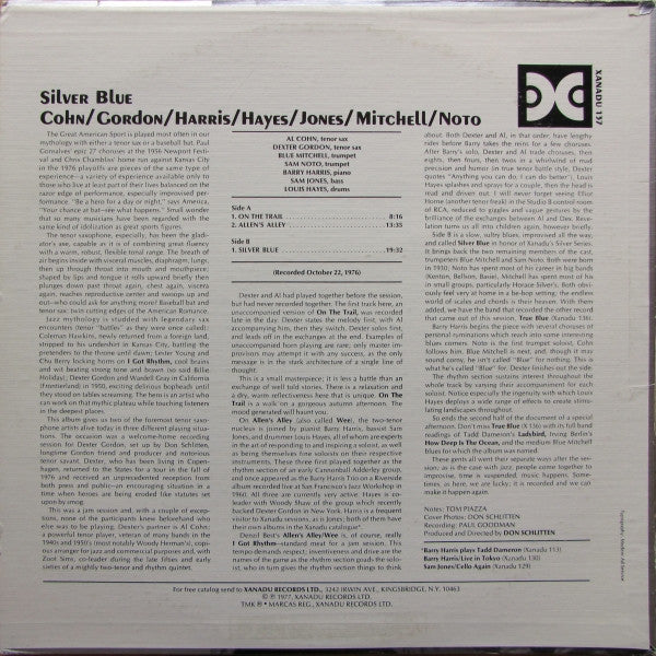 Al Cohn, Dexter Gordon, Barry Harris , Louis Hayes, Sam Jones, Blue Mitchell, Sam Noto ~ Silver Blue (Vinyl) - Djungel & Jazz
