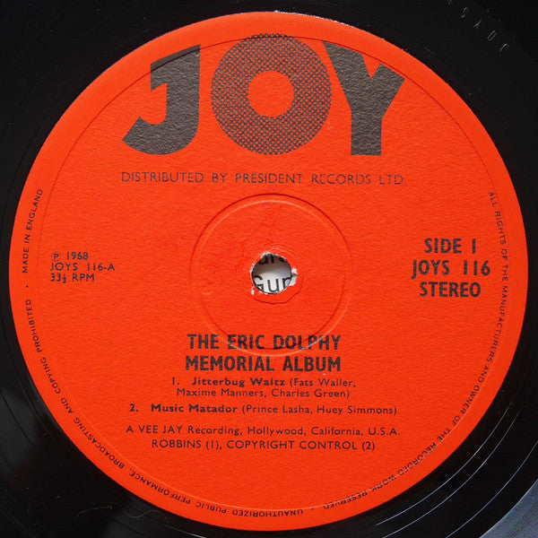 Eric Dolphy ~ The Eric Dolphy Memorial Album (Vinyl) - Djungel & Jazz