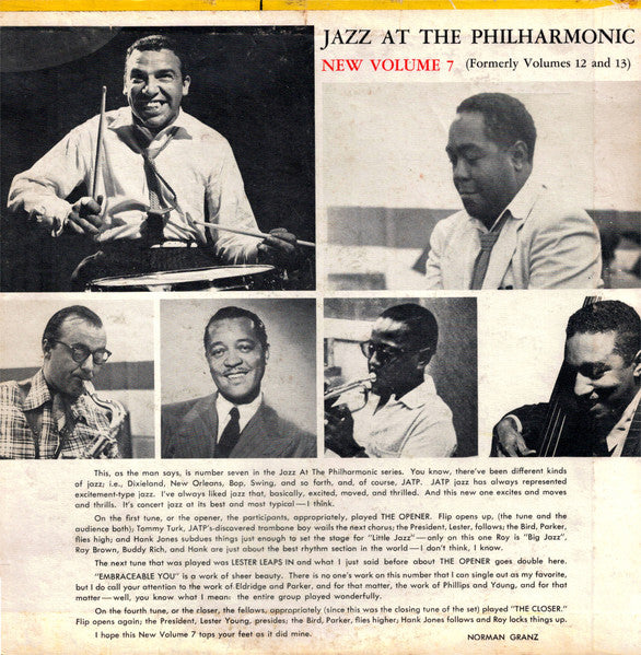 Jazz At The Philharmonic ~ Norman Granz' Jazz At The Philharmonic New Volume 7 (Formerly Vols. 12 And 13) (Vinyl) - Djungel & Jazz