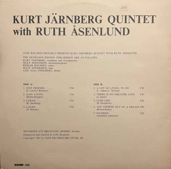 Kurt Järnberg Quintet* : Kurt Järnberg Quintet with Ruth Åsenlund (LP, Album)