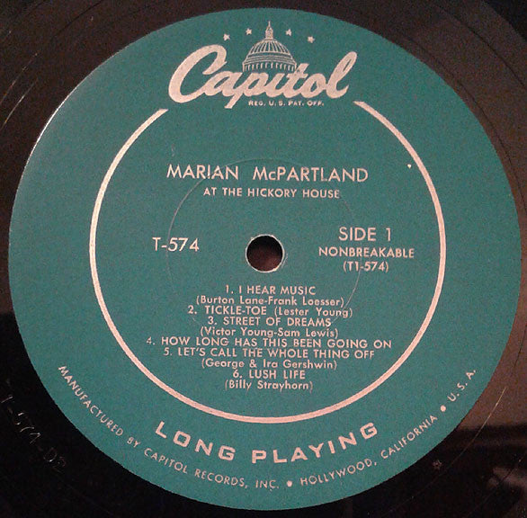 Marian McPartland ~ Marian McPartland At The Hickory House (Vinyl) - Djungel & Jazz