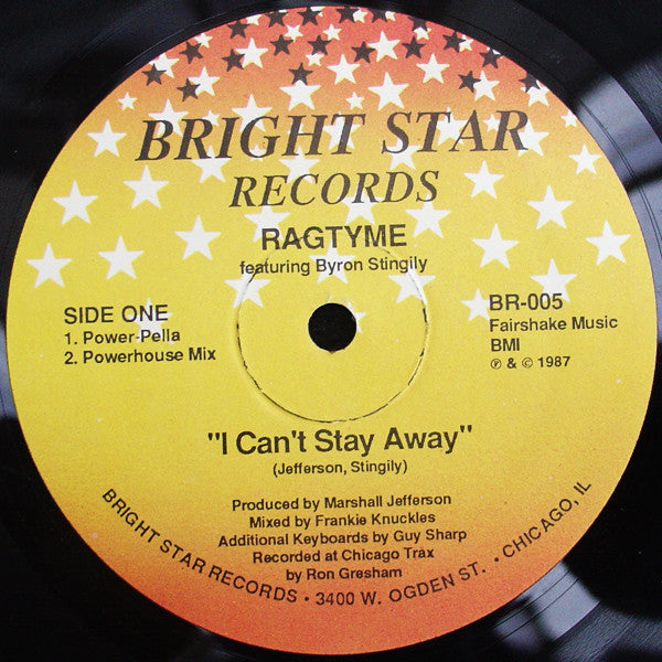 Ragtyme Featuring Byron Stingily : I Can't Stay Away (12")