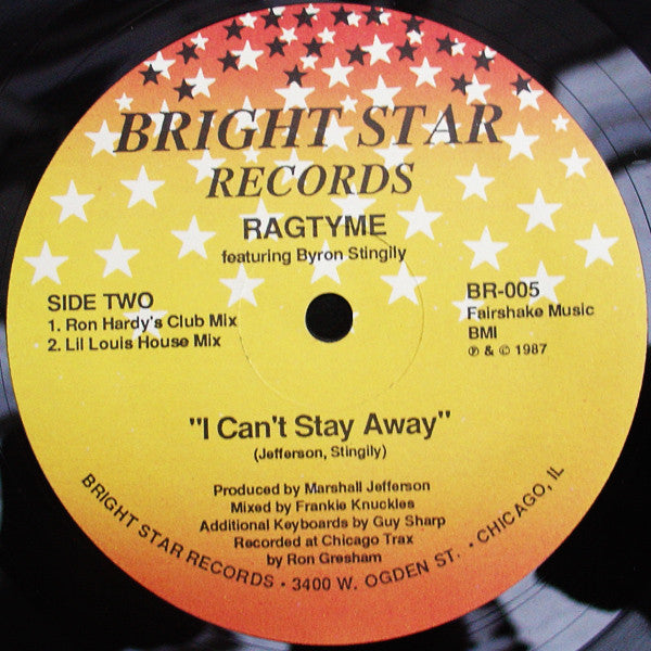 Ragtyme Featuring Byron Stingily : I Can't Stay Away (12")