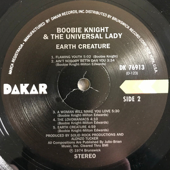 Boobie Knight & The Universal Lady : Earth Creature (LP, Album, RE)