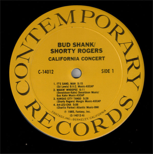 Bud Shank / Shorty Rogers ~ California Concert (Vinyl) - Djungel & Jazz