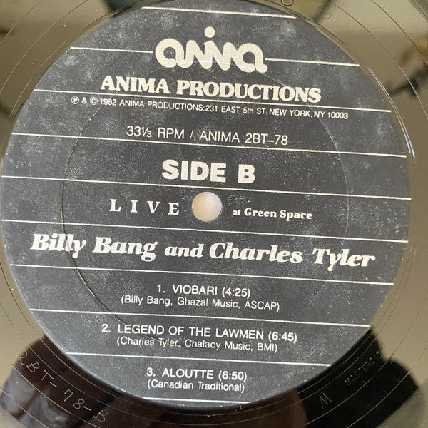 Billy Bang And Charles Tyler ~ Live At Green Space (Vinyl) - Djungel & Jazz