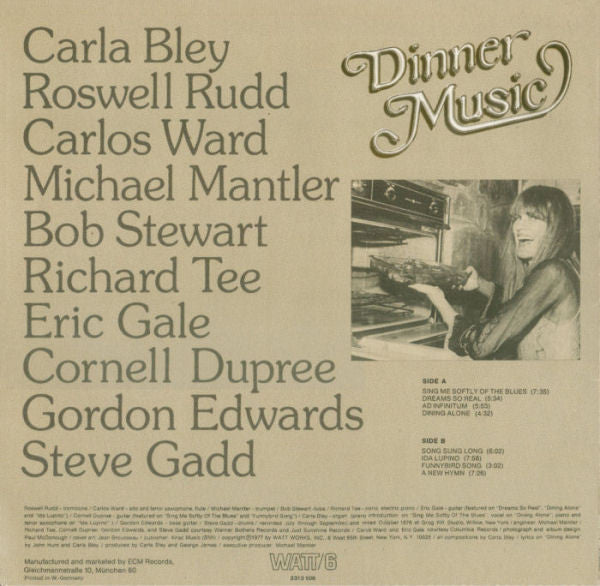 Carla Bley ~ Dinner Music (Vinyl) - Djungel & Jazz