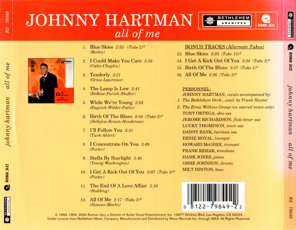 Johnny Hartman ~ All Of Me (Vinyl) - Djungel & Jazz