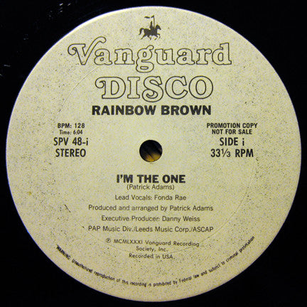 Rainbow Brown : I'm The One / Till You Surrender (12", Promo)