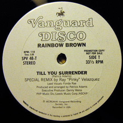 Rainbow Brown : I'm The One / Till You Surrender (12", Promo)
