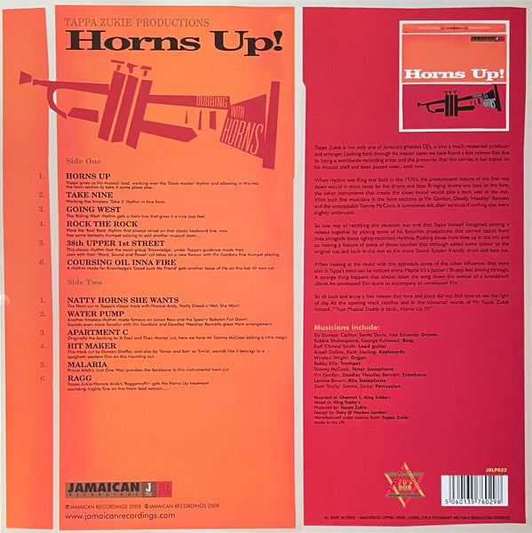 Tappa Zukie Productions ~ Horns Up "Dubbing With Horns" (Vinyl) - Djungel & Jazz
