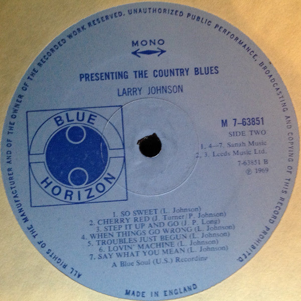 Larry Johnson  ~ Presenting The Country Blues (Vinyl) - Djungel & Jazz