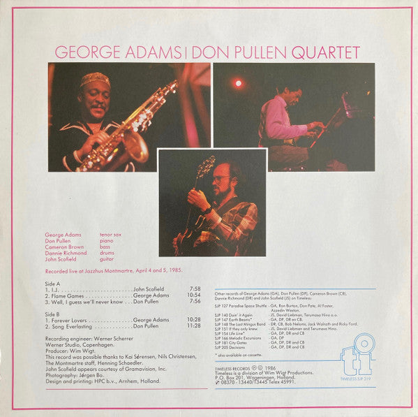 George Adams | Don Pullen Quartet ~ Live At Montmartre (Vinyl) - Djungel & Jazz