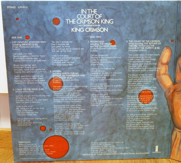 King Crimson ~ In The Court Of The Crimson King (An Observation By King Crimson) (Vinyl) - Djungel & Jazz