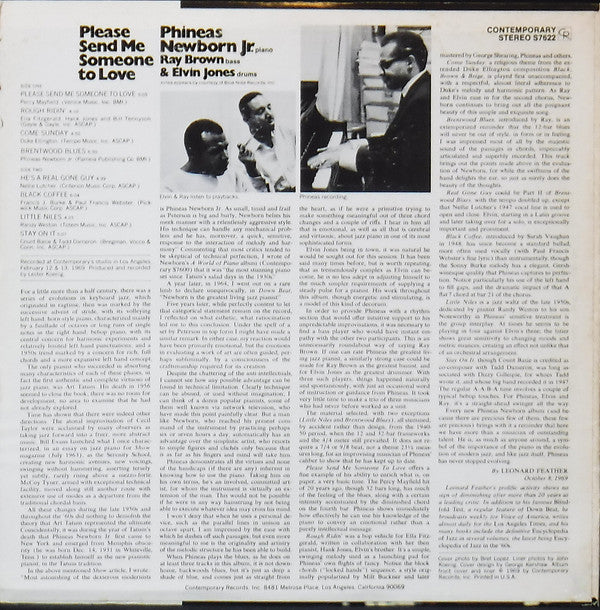 Phineas Newborn Jr. ~ Please Send Me Someone To Love (Vinyl) - Djungel & Jazz