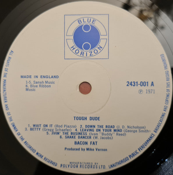 Bacon Fat ~ Tough Dude (Vinyl) - Djungel & Jazz