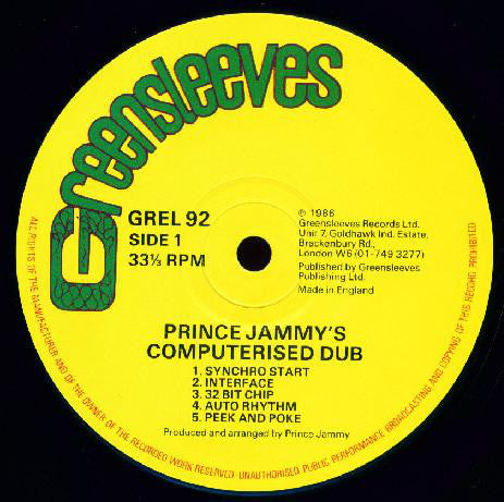 Prince Jammy : Computerised Dub (LP, Album)