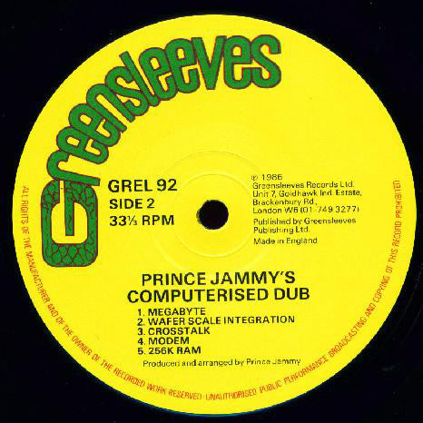 Prince Jammy : Computerised Dub (LP, Album)