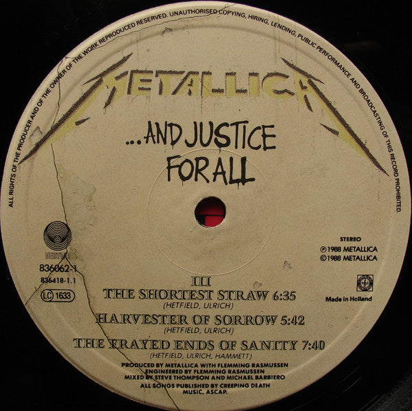 Metallica ~ ...And Justice For All (Vinyl) - Djungel & Jazz