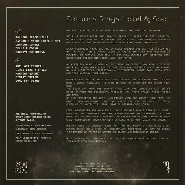 Tomer Baruch, Study With Midnight Noise ~ Saturn's Rings Hotel & Spa (Vinyl) - Djungel & Jazz