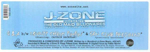 J-Zone Presents The Old Maid Billionaires : Q & A (12")